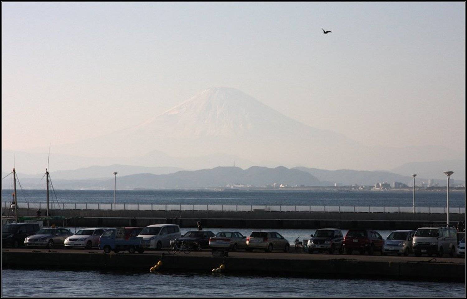 фудзи, япония, вулкан, камакура, fuji, закат, горы, море, Gemini