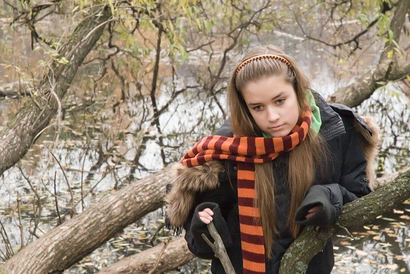 девушка, настроение, осень Осенняя... фото превью