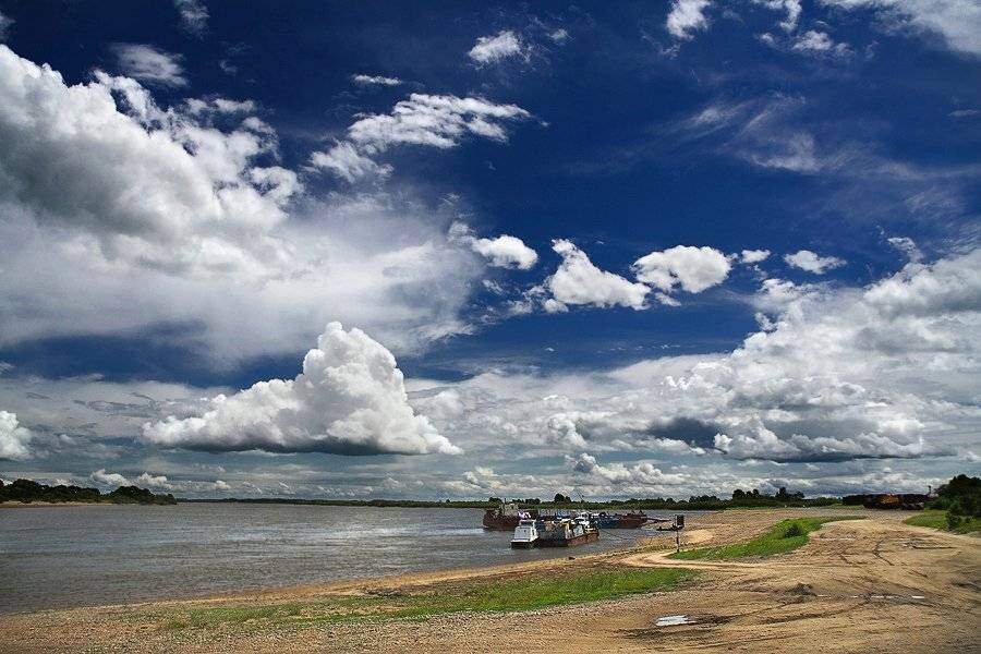 река, облака, пароходы, photokate