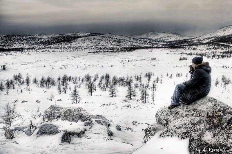 магадан, камни, сопки, человк, перекур, снег перекур... фото превью