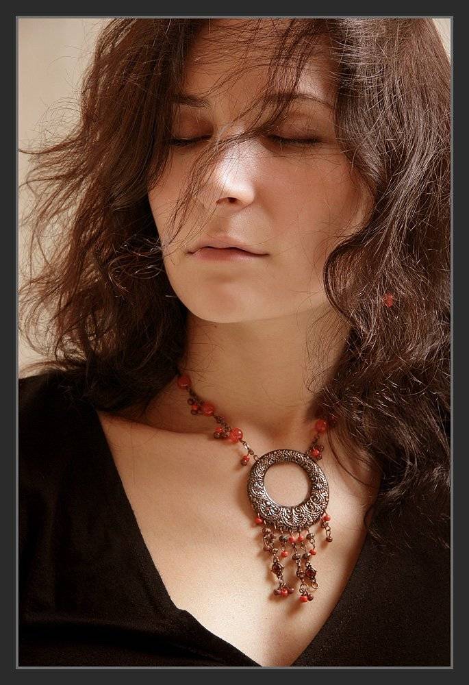 портрет, девушка, украшение, Sound Wave