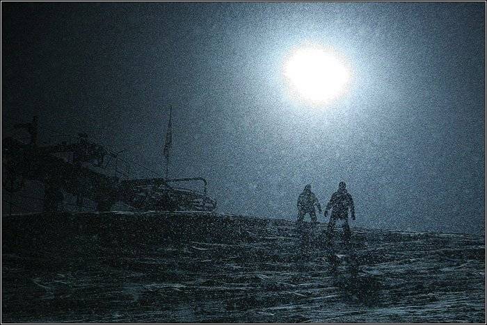 гора, снег, фонарь, силуэт, сноуборд, подъемник, человек, метель, ночь, dyadyavasya, Дмитрий Шамин