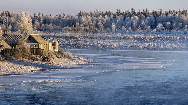 шуя, карелия, зима, снег, солнце, вода, лед Шуя фото превью