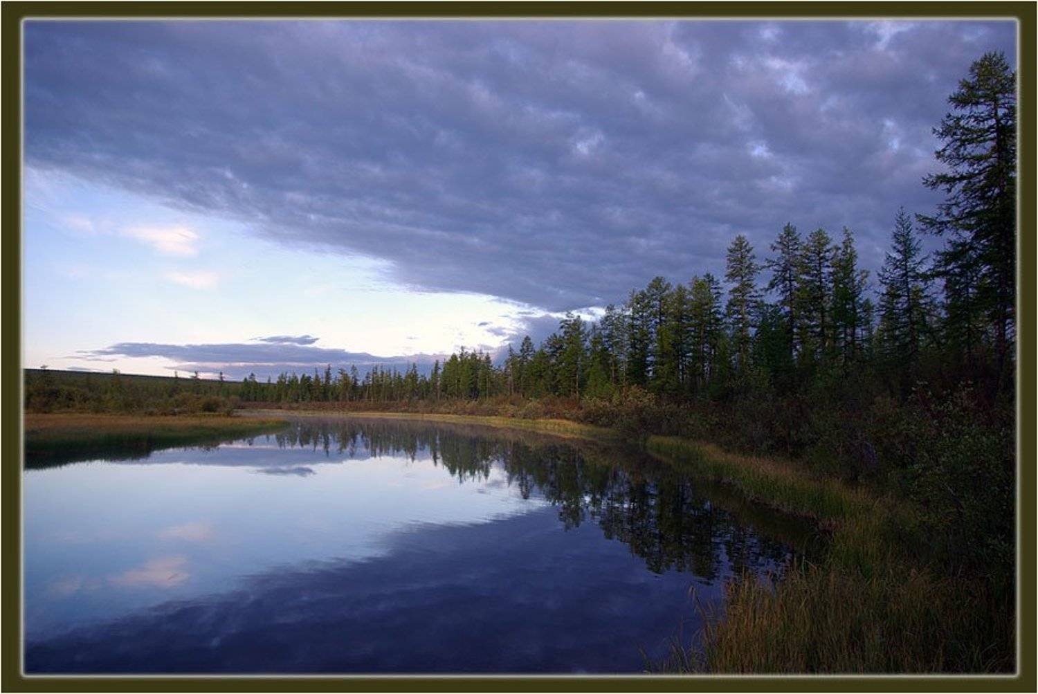 тайга,река,тучи, Солодухин Виктор