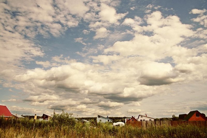 лето, дача, рогово, прогулка, облака, домики  фото превью