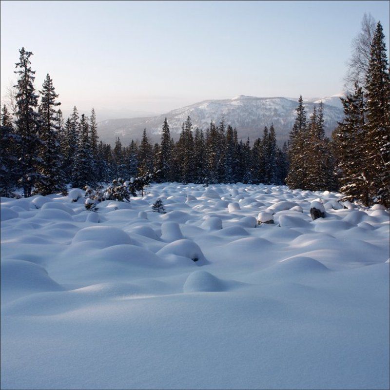урал, горы, зима, пейзаж Каменная река. Средний Нургуш. фото превью