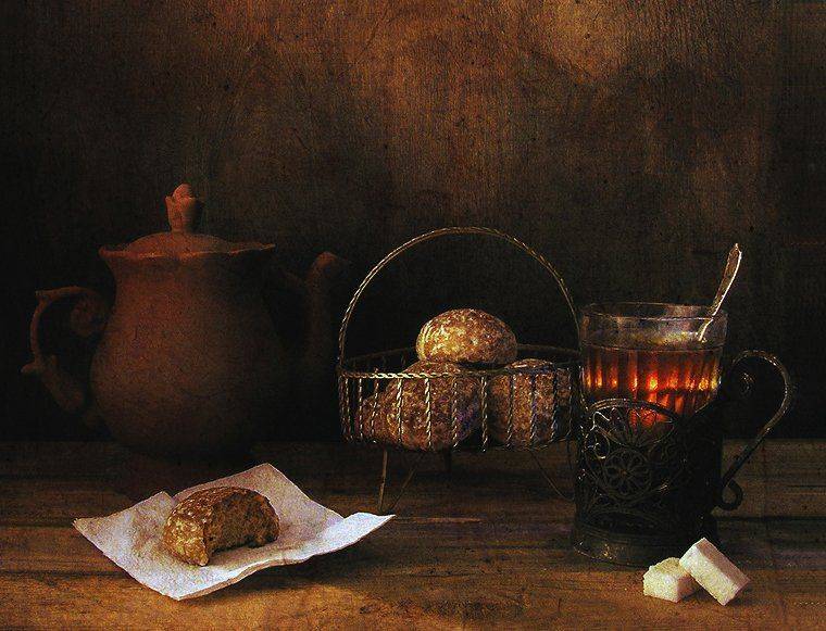 чайник, стакан, чай, пряники, сахар, Ирина