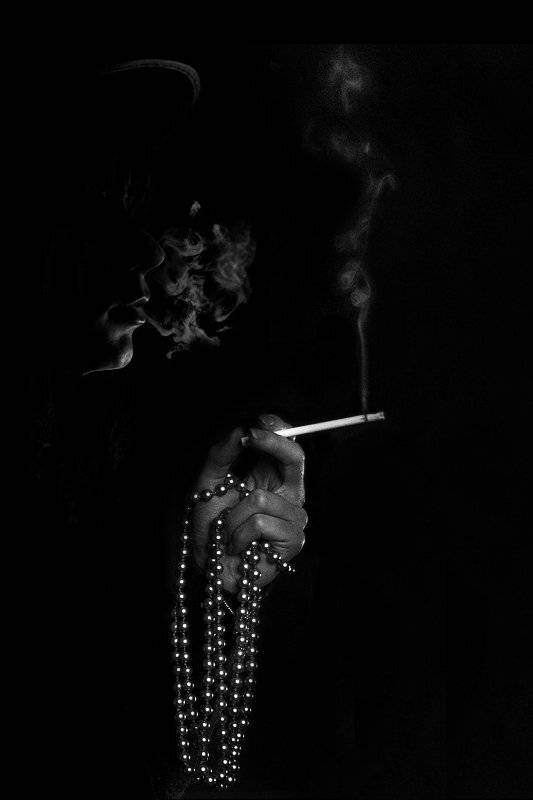 девушка, дым, профиль, senjor