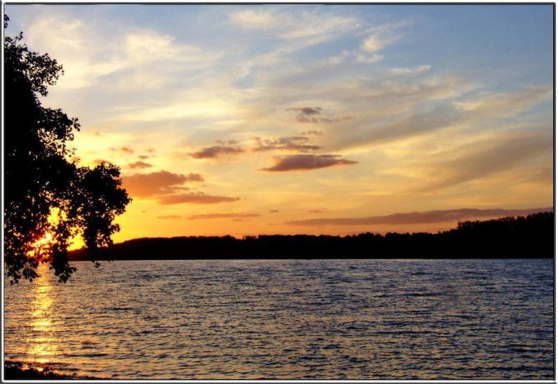 закаты, природа, краски заката Закат на Днепре фото превью