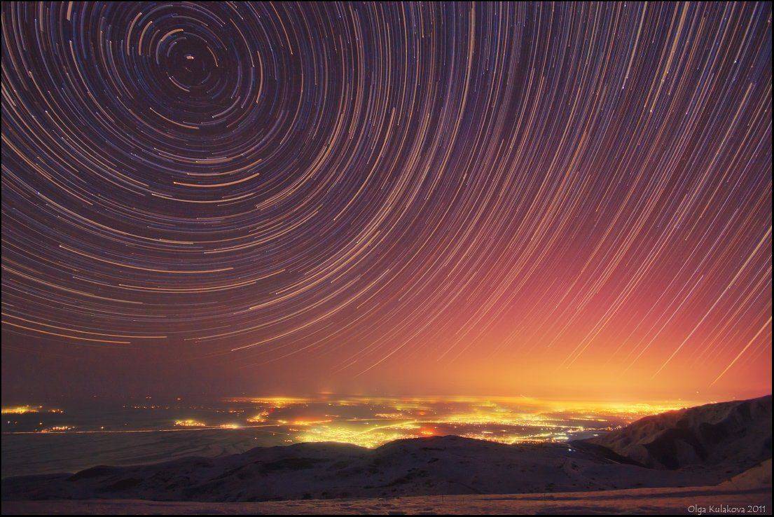 ночь, звезды, ушконыр, startrails, Ольга Кулакова