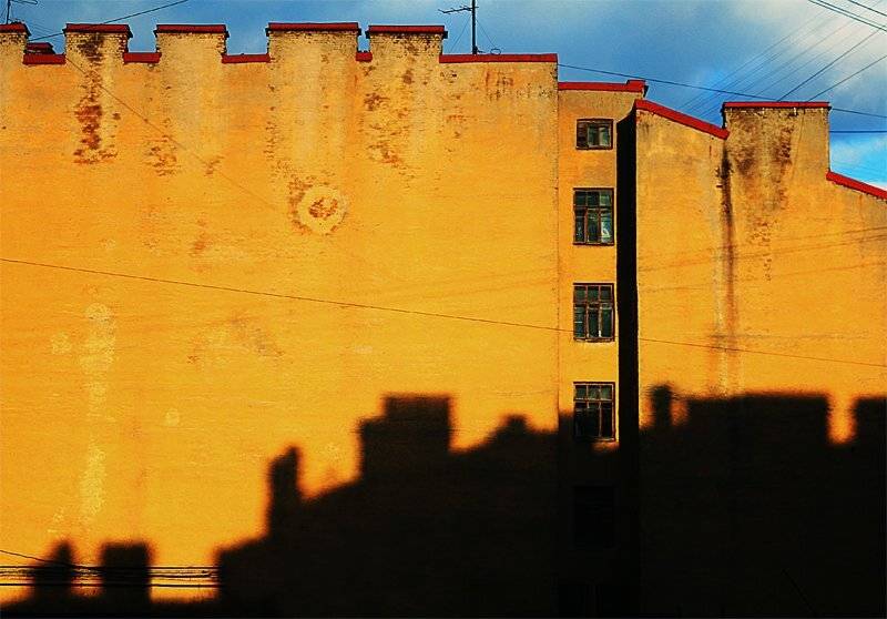 sun, city, wires, shadows, reflection, Vladimir Laur