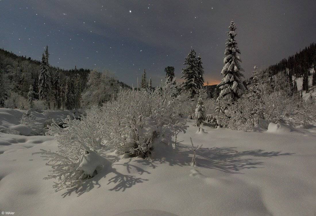 ночь, лунны, свет, природа, зима, поднебесные, зубья, Васин Валерий (WAler)