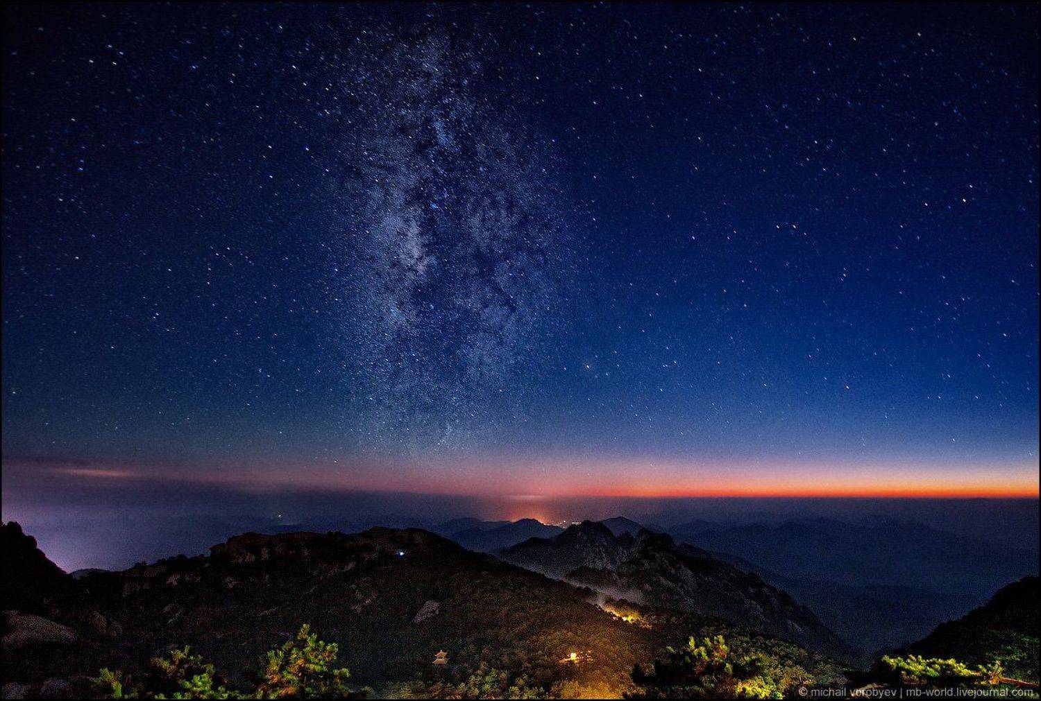 китай, горы хуаншань, звездное небо, млечный путь, Михаил