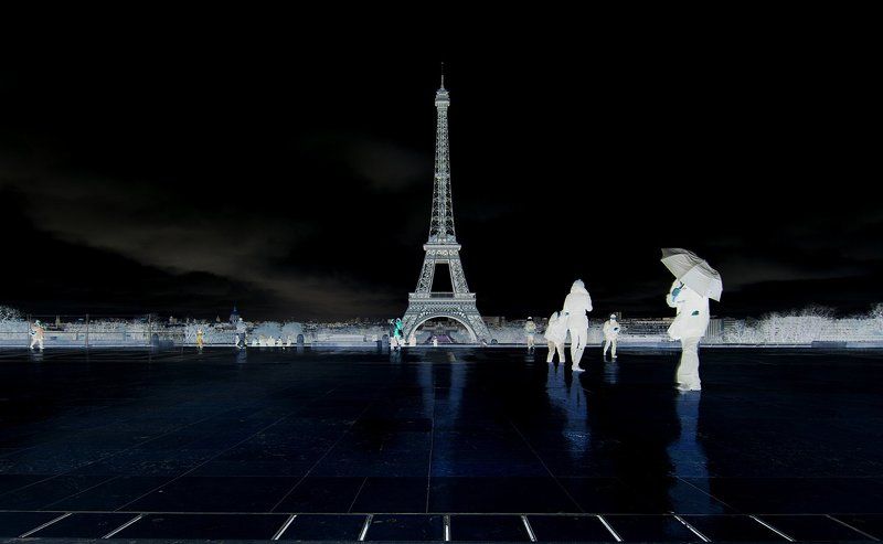 париж,франция,эйфелева башня,негатив  фото превью