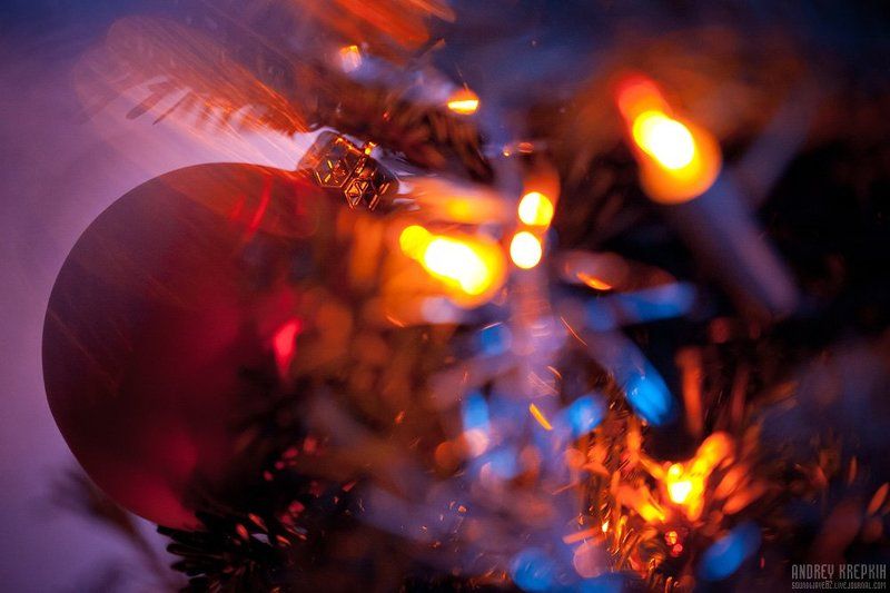 новый год, макро, ёлочный шар, гирлянда С Новым годом! фото превью