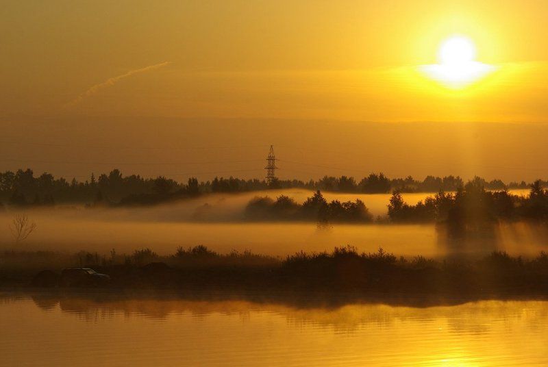 туман, река, волга, рассвет Утопая в тумане фото превью