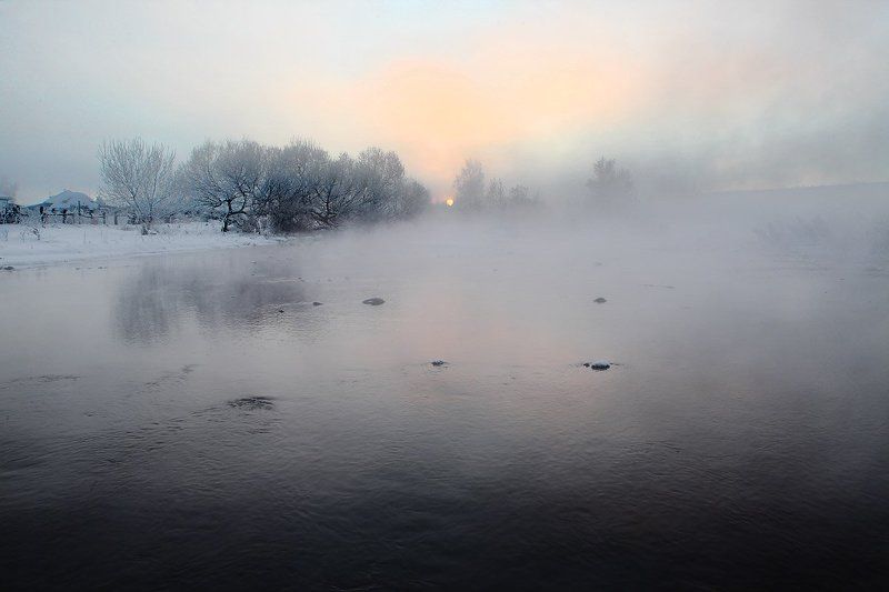 утро, рассвет, мороз, туман, алтай, урожайное Однажды морозным утром... фото превью