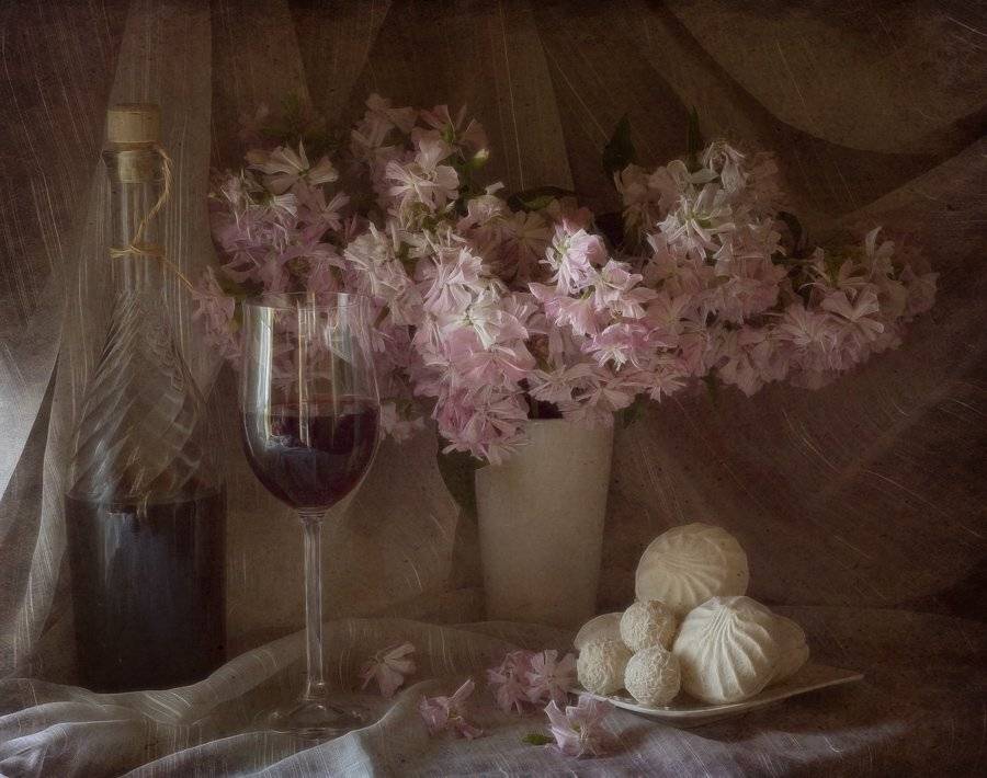 натюрморт, зефир, цветы, розовое, El. G.
