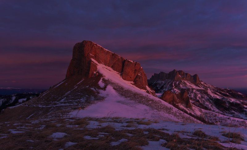 горы, кавказ, рассвет, тхач, зима январь 2012год И НАСТУПАЛО УТРО фото превью