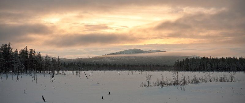 кольский, полуостров, зима, полярная, ночь Полярный рассвет фото превью