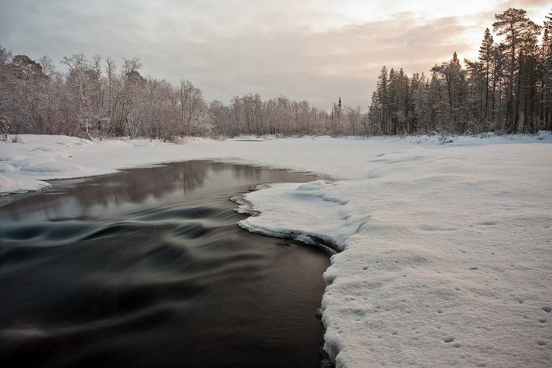 кольский, полуостров, зима, река, орловка Река Орловка фото превью