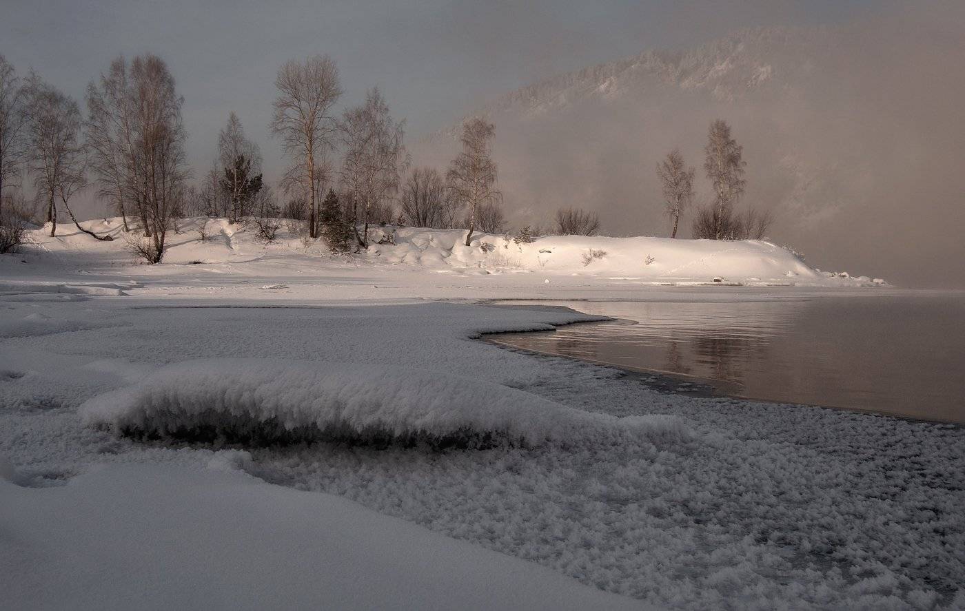 мороз. берег. изморозь.енисей., Марина Фомина