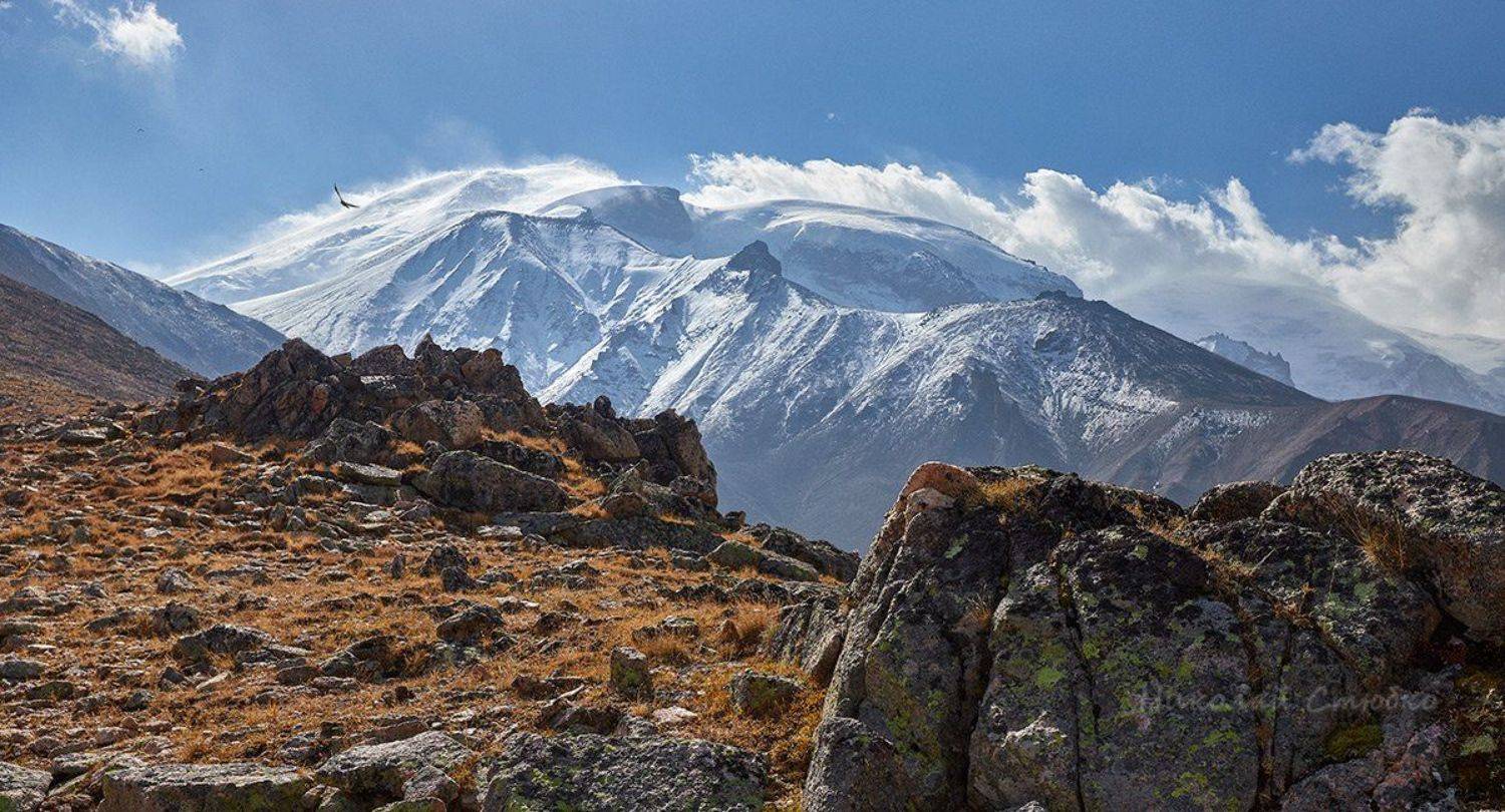 кавказ, горы, эльбрус, облака, Николай Стюбко