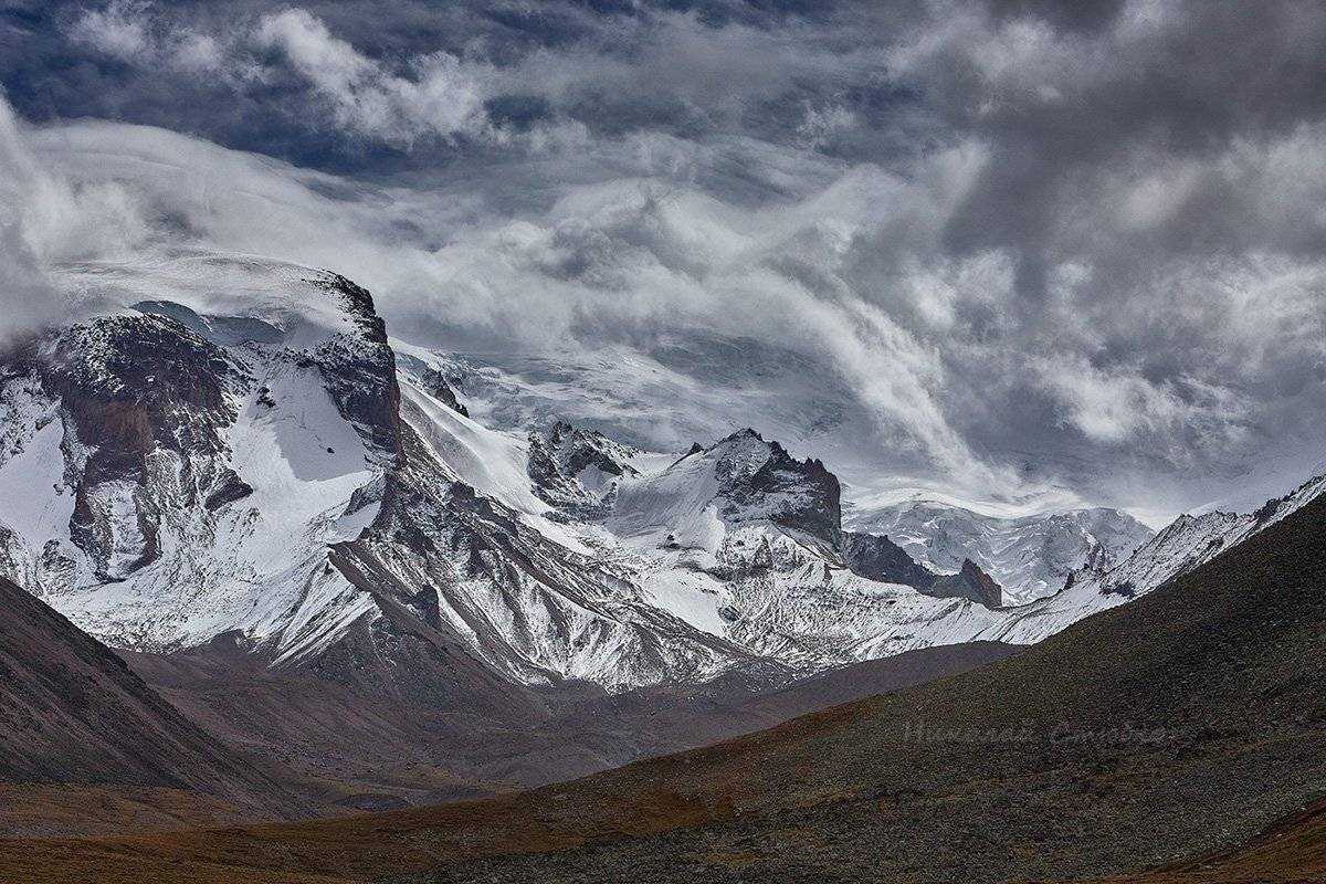 кавказ, горы, эльбрус, облака, Николай Стюбко