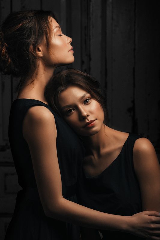 близняшки, девушки, девушка, портрет, близнецы, женский портрет, twins Мила и Оля фото превью