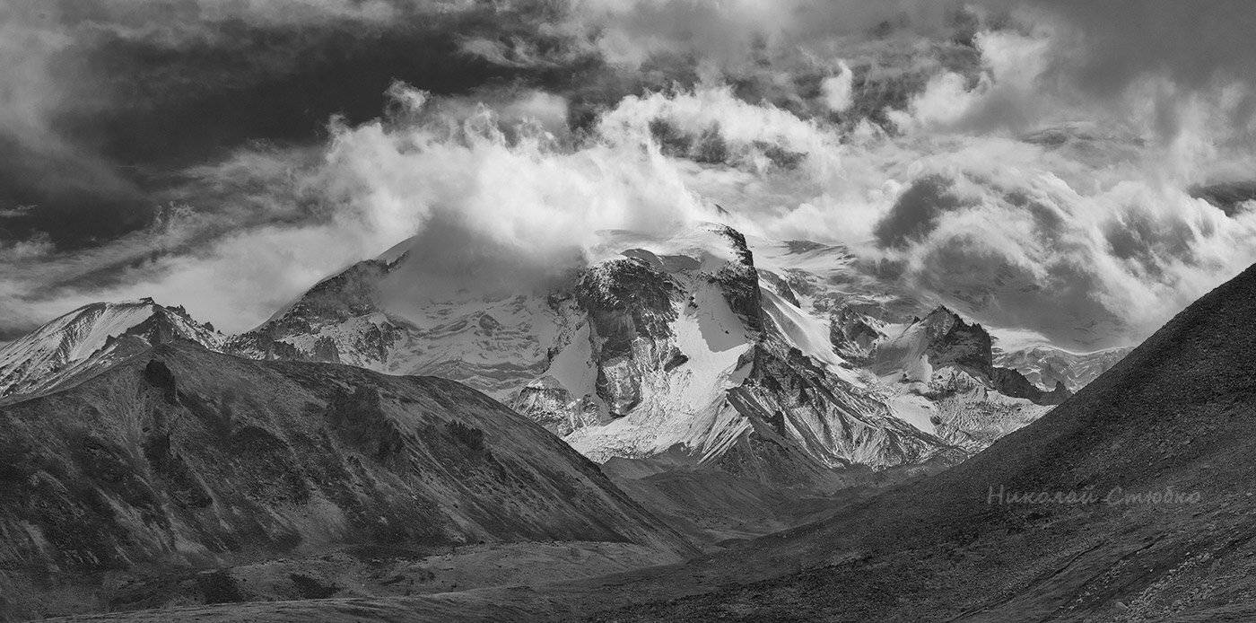 кавказ, горы, эльбрус, облака, ветер, Николай Стюбко