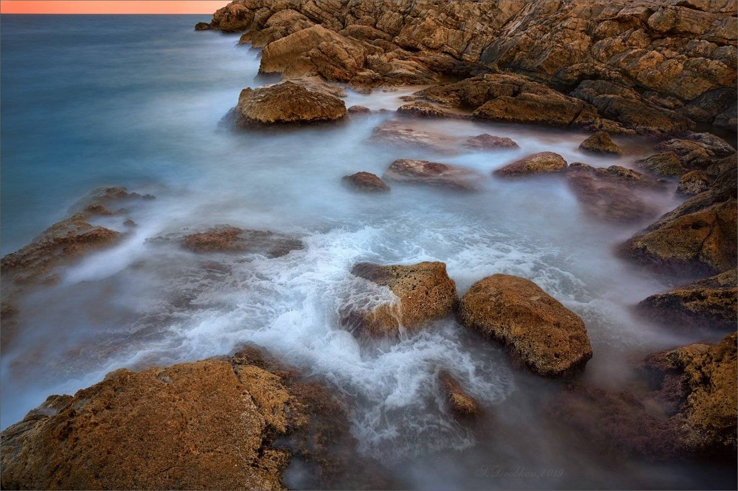 закат, зима, скалы, море, пейзаж, Sergey Drobkov