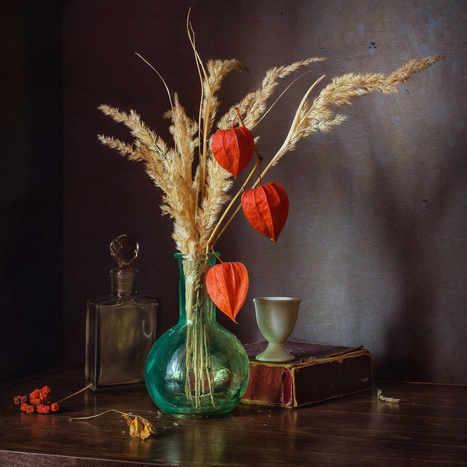 натюрморт, стекло, физалис, Анна Петина