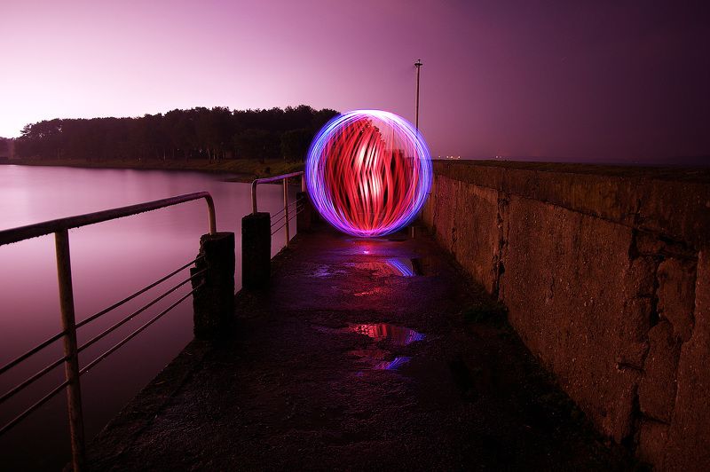 ball of light, long exposure, Lithuania, night * фото превью