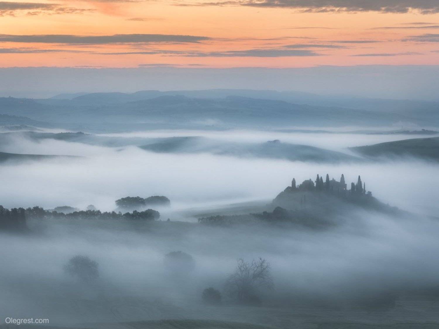 туман, тоскана, италия, вилла, Oleg Rest