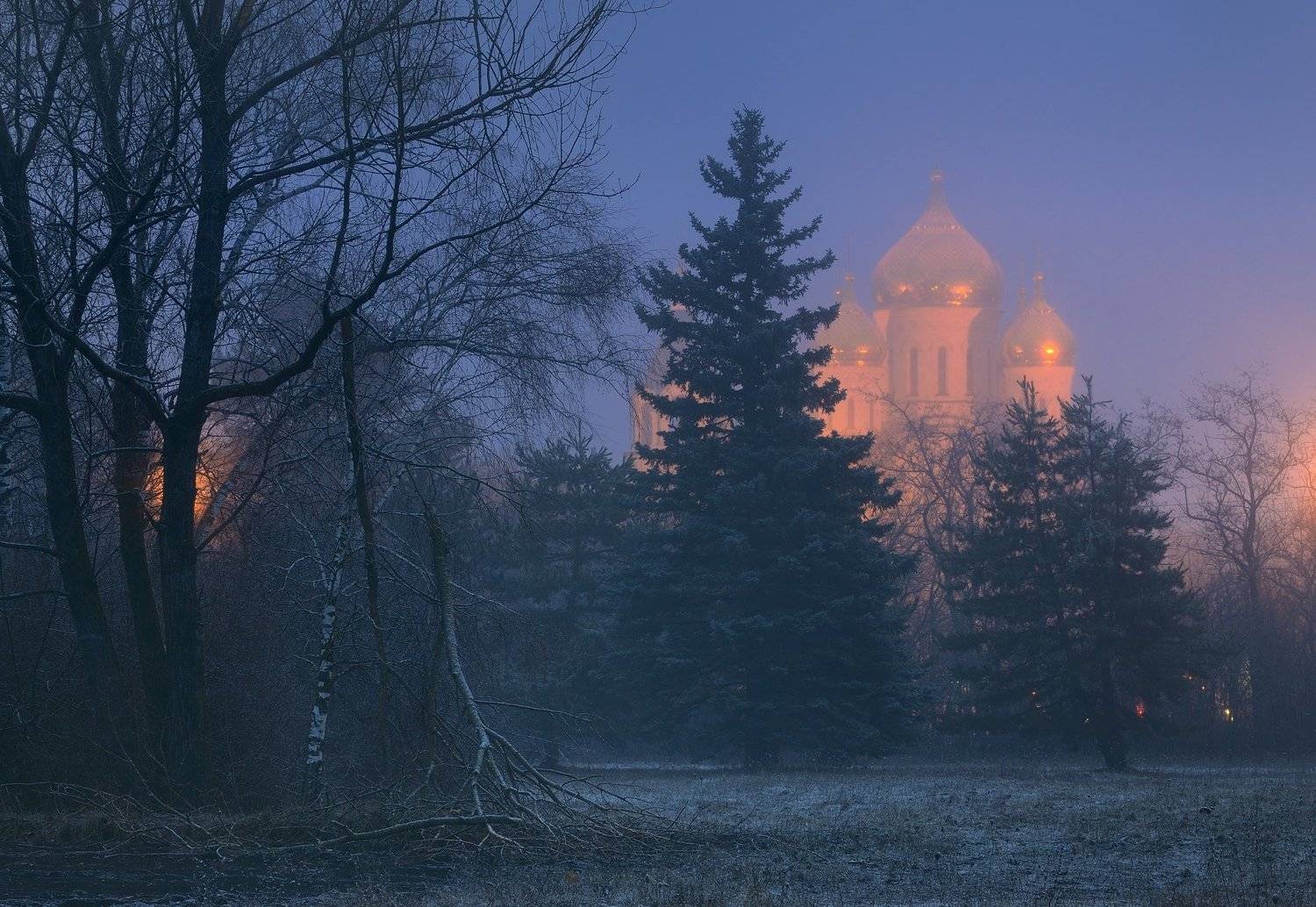 ночь туман зима храм, Александр Жарников