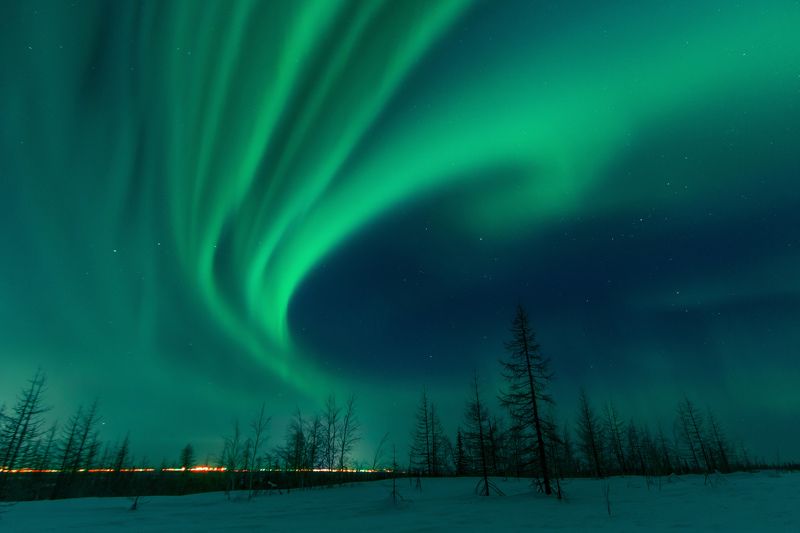 ямал, салехард , сияние ,ямал ,янао, пейзаж, природа ,полярный урал ,аврора закрутило фото превью