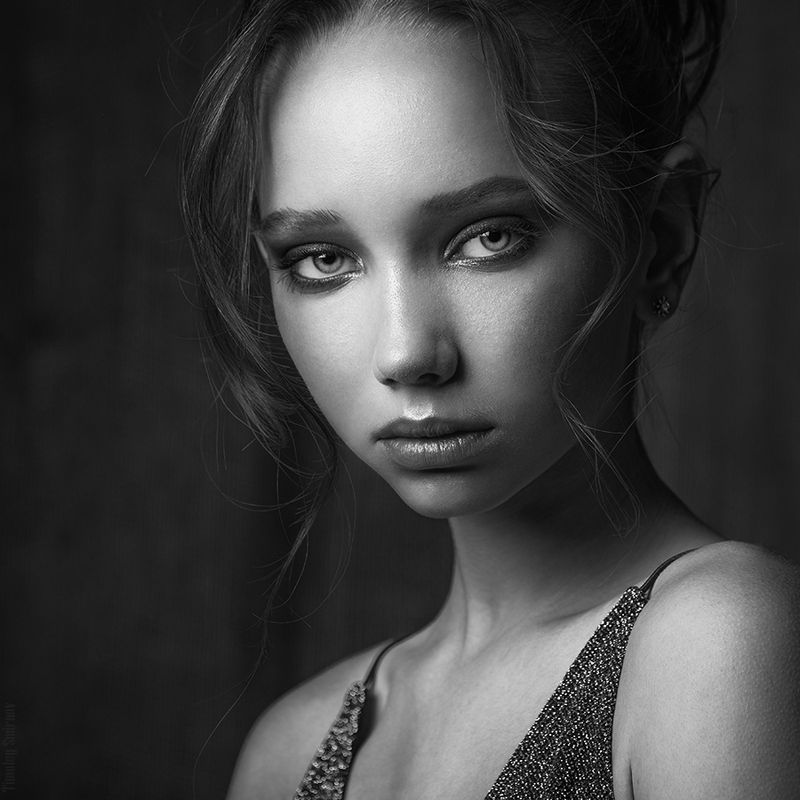 девушка, портрет, милая, cute, girl, portrait, черно-белое, blackandwhite Polina фото превью