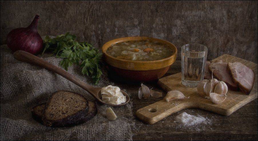 натюрморт, щи, лук, El. G.