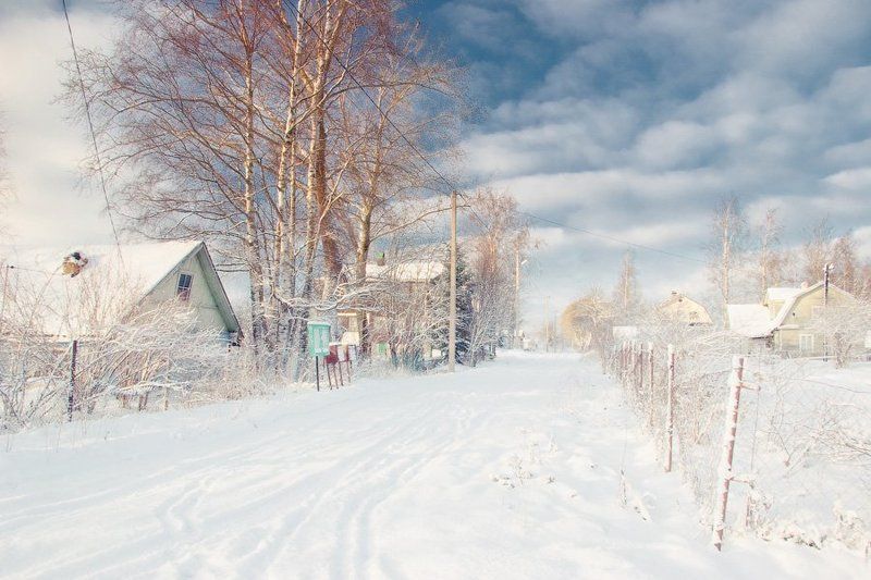 россия, ленинградская область, январь, снег, зима, дервня, дом, улица, мороз, небо, dyadyavasya Рождественская прогулка по деревне фото превью