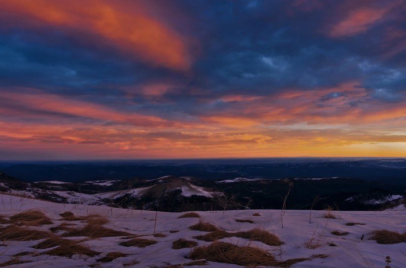 горы, кавказ, рассвет, тхач, зима январь 2012год НАС ВСТРЕЧАЛ РАССВЕТ! фото превью