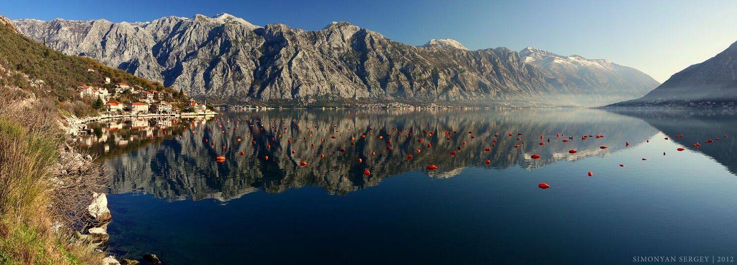 Бухта, Горы, Европа, Зима, Мидии, панорама, Ферма, черногория, Симонян Сергей