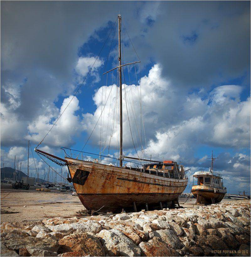 яхты, старина, порт, облака, море, пристань, набережная, стапеля, кипр, лачи, Виктор Перякин