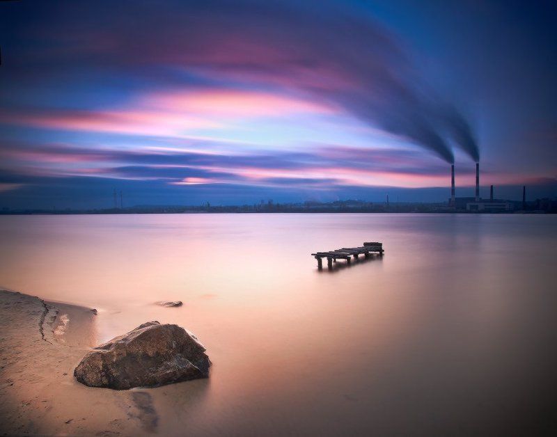 вечер, закат, днепр, длинная выдержка ***** фото превью