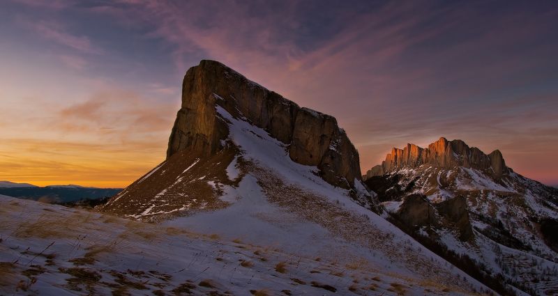 горы, кавказ,закат, тхач, зима январь 2012год ЕЩЁ ОДИН ВЗГЛЯД НА ТХАЧ фото превью