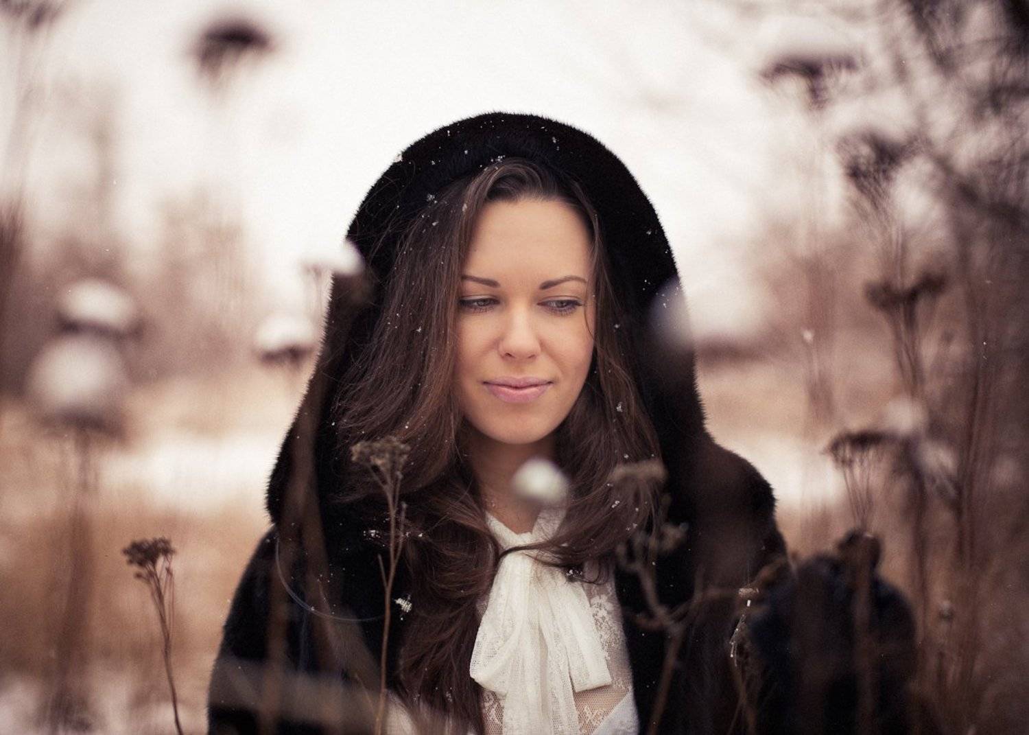 зима, портрет, девушка, Ростислав Росицкий