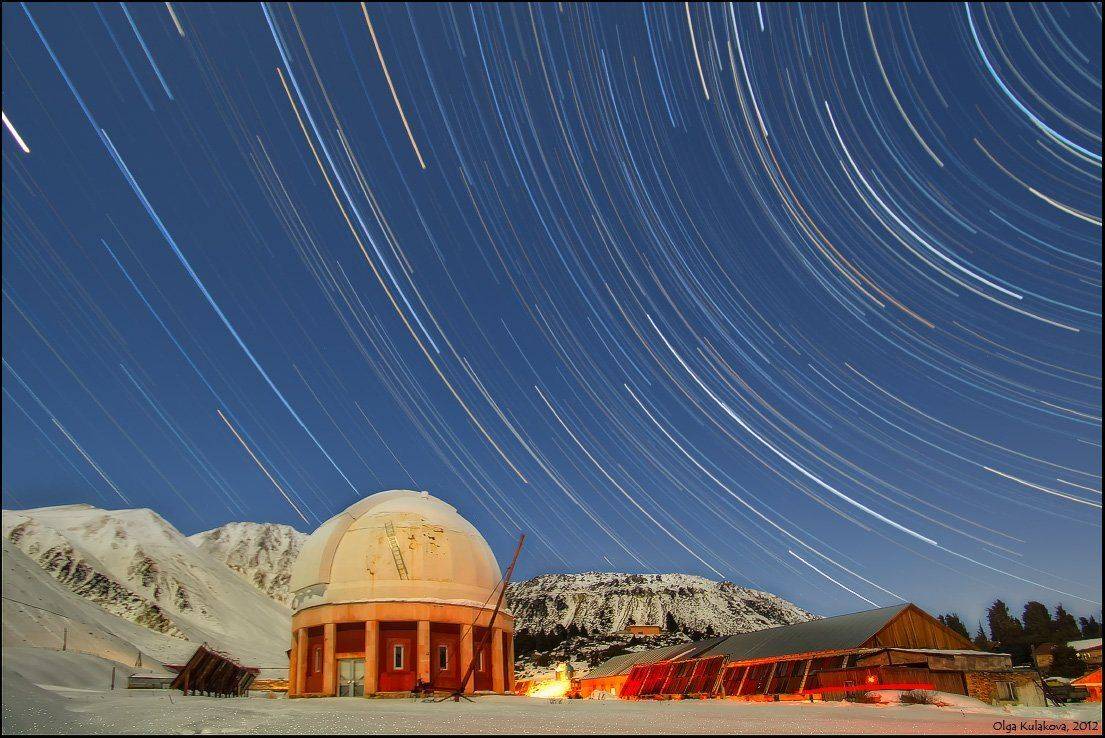 startrails, ночь, звезды, космостанция, телескоп, Ольга Кулакова