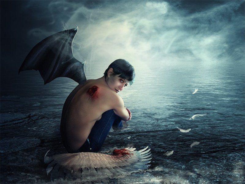коллаж, фотоарт, фотошоп, ангел Тёмный ангел фото превью