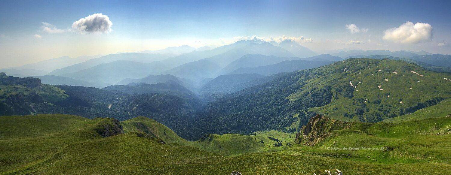 оштен, кавказ, паннорама, горы, скалы, инстуркторская щель, дымка, Вадим de-Zigner Малышев