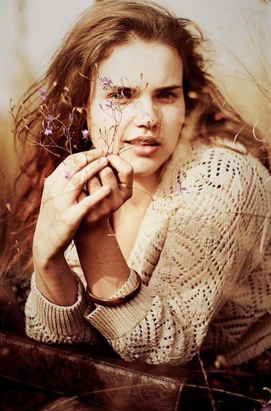 портрет, девушка, поле fields фото превью