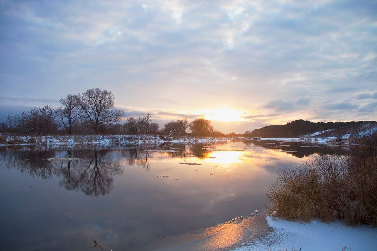 зима,закат,река, Валерий Кондратов